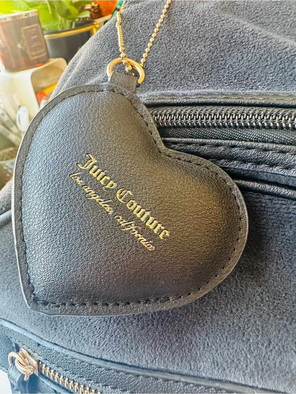 Juicy Couture Black Velour Mini Backpack Pink Crystal Logo Y2K McBling